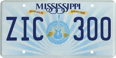 MS license plate ZIC300