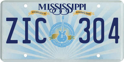 MS license plate ZIC304