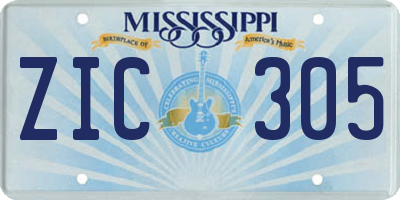 MS license plate ZIC305