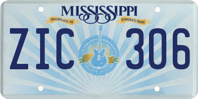MS license plate ZIC306