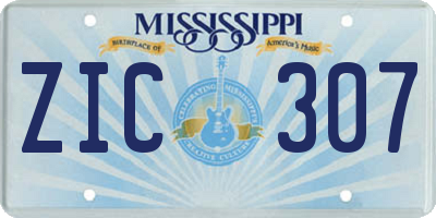 MS license plate ZIC307