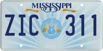 MS license plate ZIC311