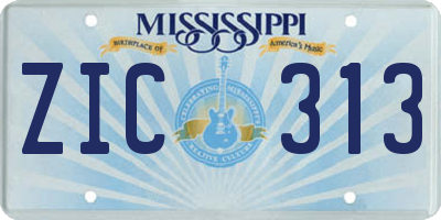 MS license plate ZIC313