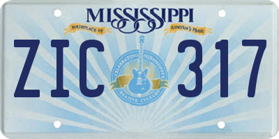 MS license plate ZIC317