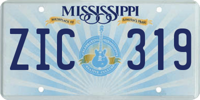 MS license plate ZIC319