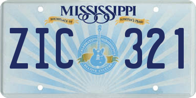 MS license plate ZIC321