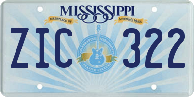 MS license plate ZIC322