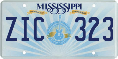 MS license plate ZIC323