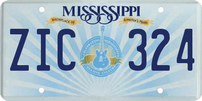 MS license plate ZIC324