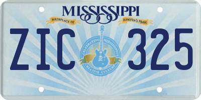 MS license plate ZIC325