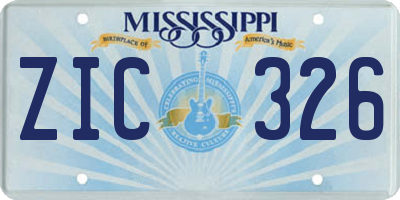 MS license plate ZIC326