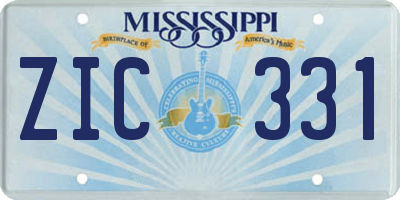 MS license plate ZIC331