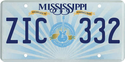 MS license plate ZIC332