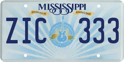 MS license plate ZIC333
