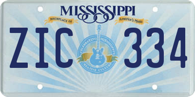 MS license plate ZIC334