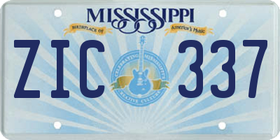 MS license plate ZIC337