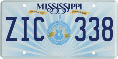 MS license plate ZIC338