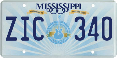 MS license plate ZIC340