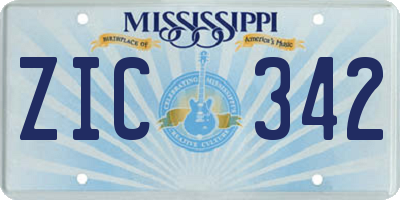 MS license plate ZIC342