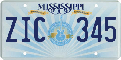 MS license plate ZIC345