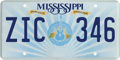 MS license plate ZIC346