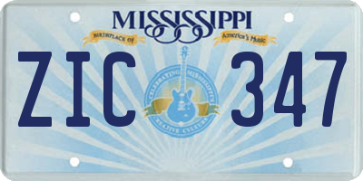 MS license plate ZIC347