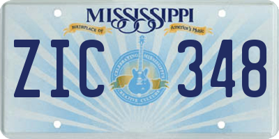 MS license plate ZIC348