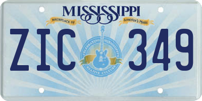 MS license plate ZIC349