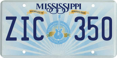 MS license plate ZIC350