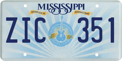MS license plate ZIC351