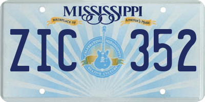 MS license plate ZIC352