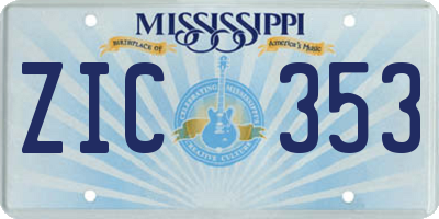 MS license plate ZIC353