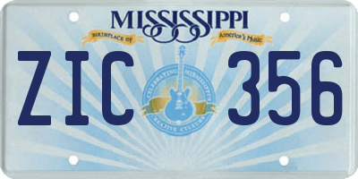 MS license plate ZIC356