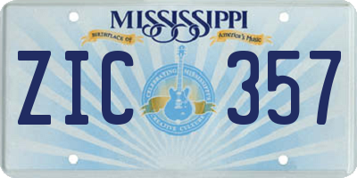 MS license plate ZIC357