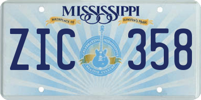 MS license plate ZIC358