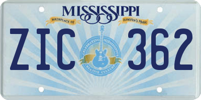 MS license plate ZIC362