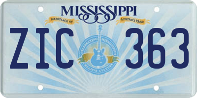 MS license plate ZIC363
