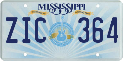 MS license plate ZIC364