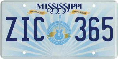 MS license plate ZIC365
