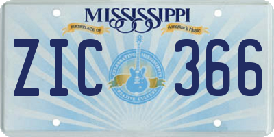 MS license plate ZIC366