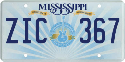 MS license plate ZIC367