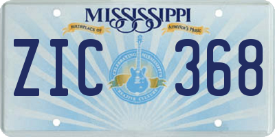 MS license plate ZIC368