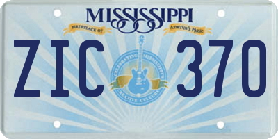 MS license plate ZIC370