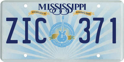 MS license plate ZIC371