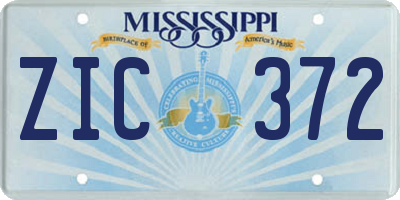 MS license plate ZIC372