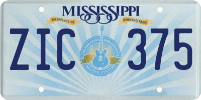 MS license plate ZIC375