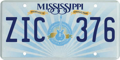 MS license plate ZIC376