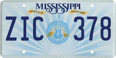 MS license plate ZIC378