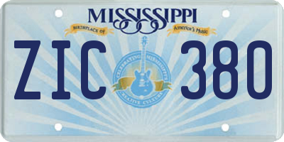 MS license plate ZIC380