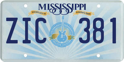 MS license plate ZIC381